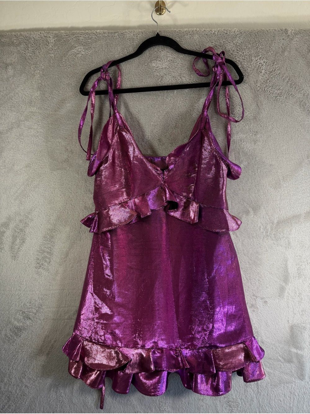 Kenzo Metallic Fuchsia Ruffle Mini Dress